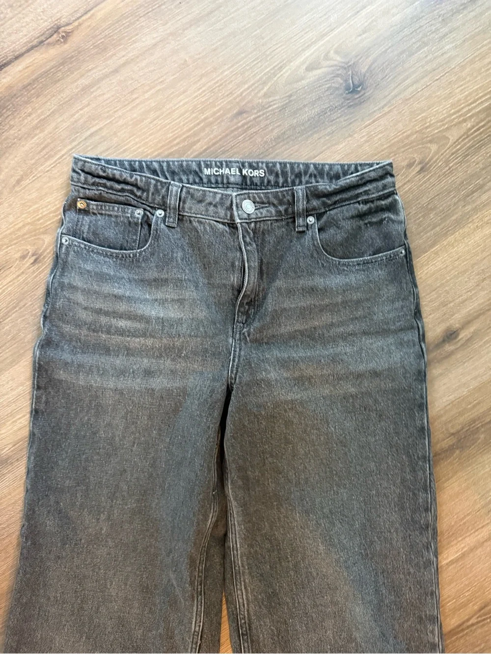 Michael Kors High-Rise Wide-Leg Jeans in Washed Black